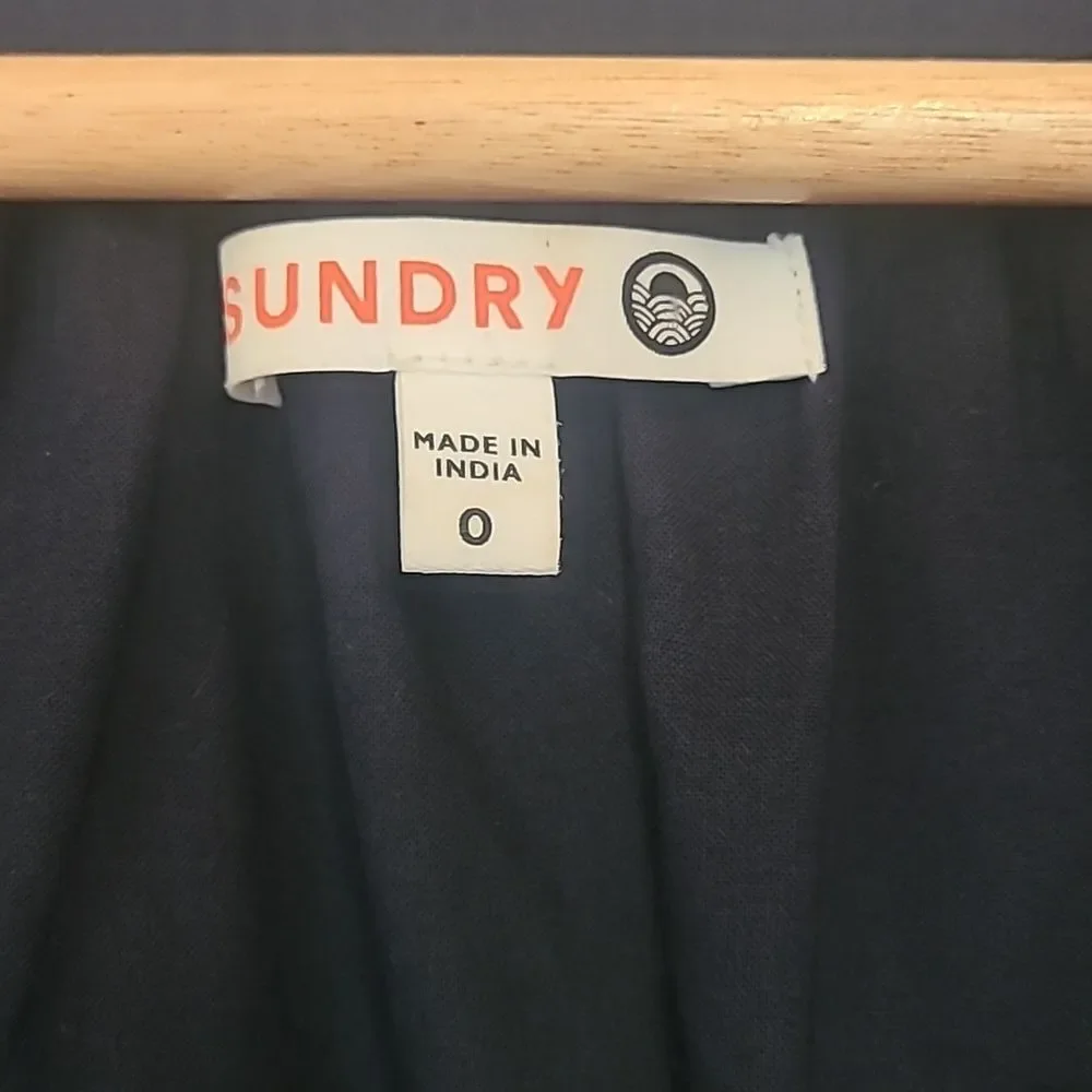 SUNDRY Tiered Midi Dress With Varsity Stripe In Blue Size 0 Or  XS - Picture 9 of 16